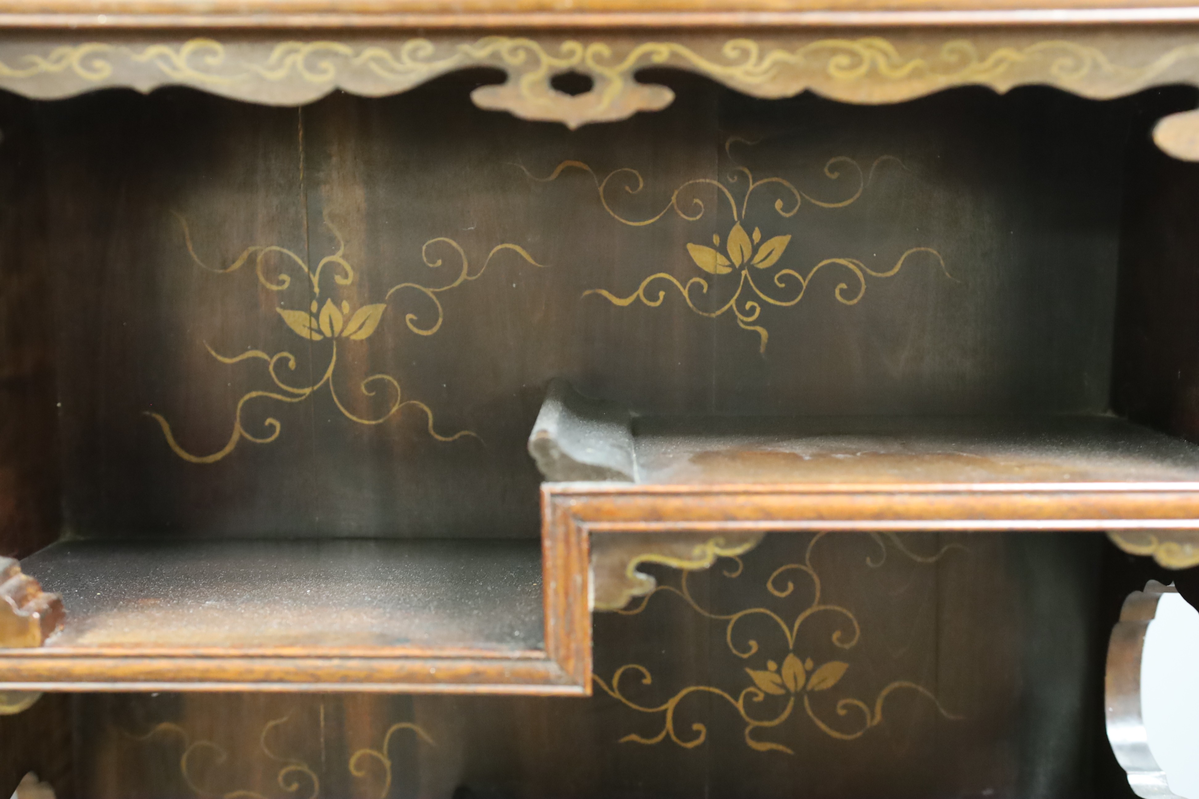 A Japanese hardwood and Shibayma decorated table cabinet, Meiji period, 56cm